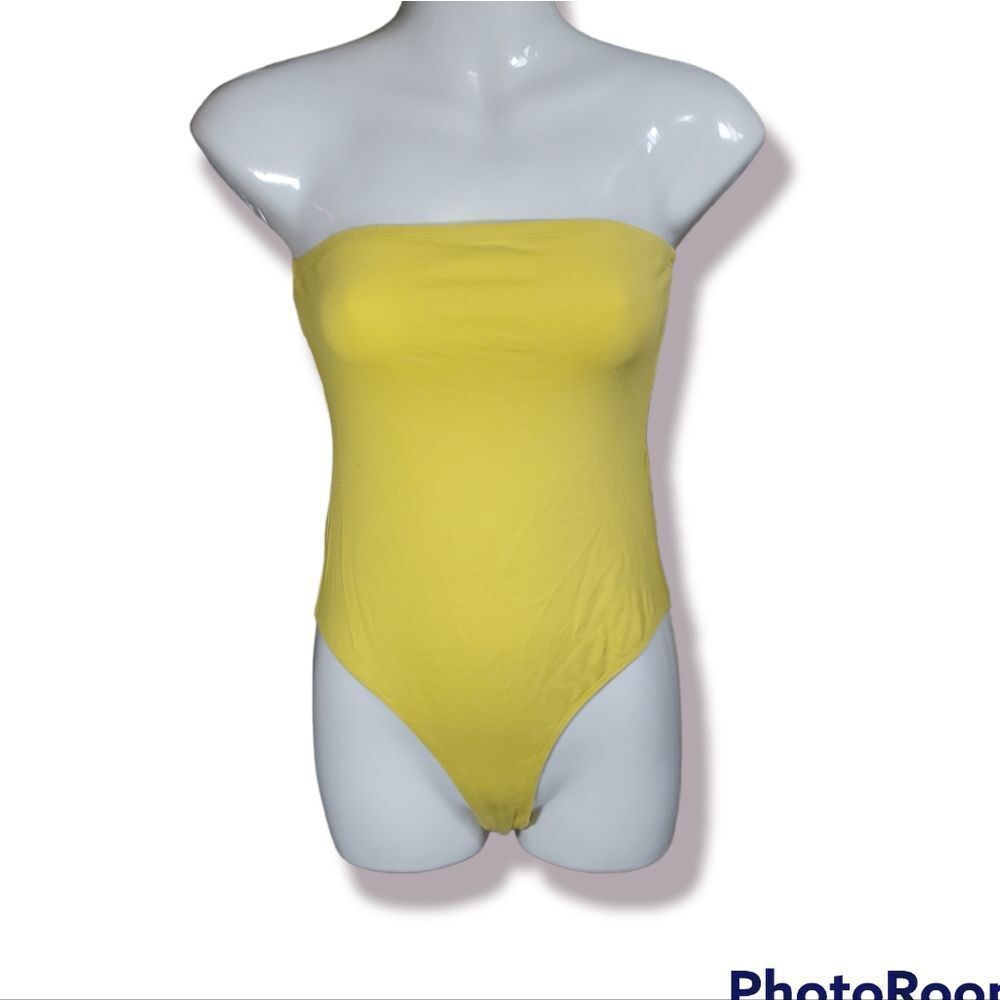 Forever 21 yellow strapless bodysuit S